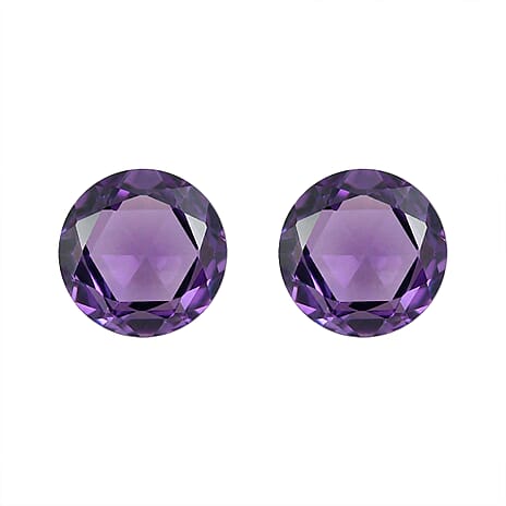 Set Of 2 African Amethyst Round 5 mm Gemstone, 1.09 Ct