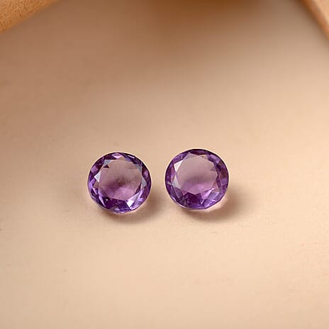 Set Of 2 African Amethyst Round 5 mm Gemstone, 1.09 Ct