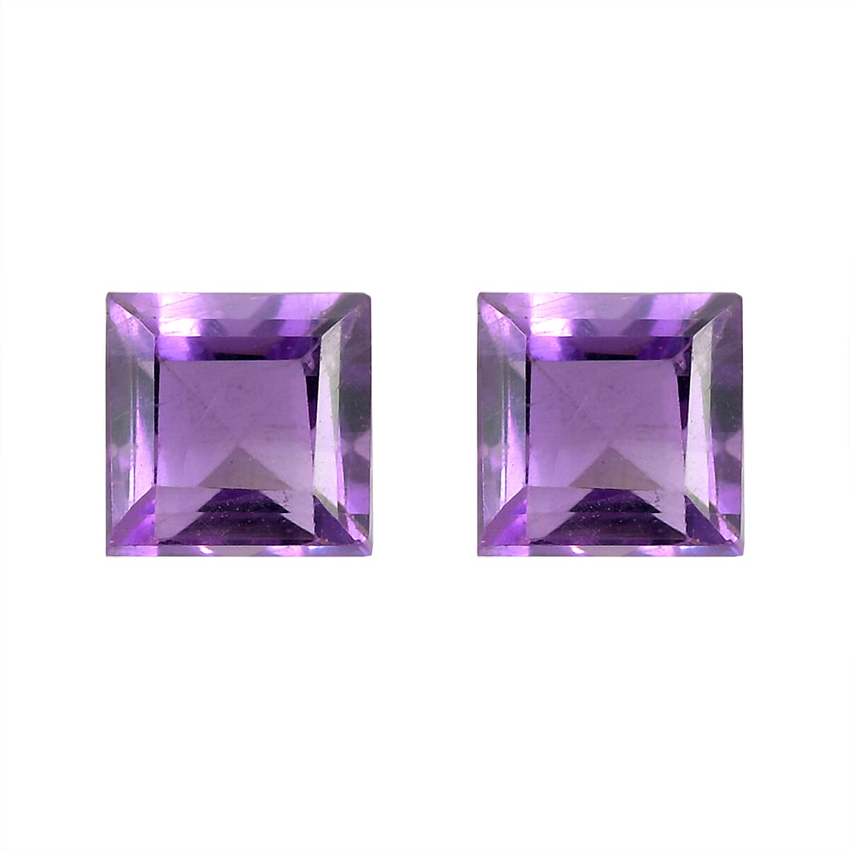Set Of 2 African Amethyst Square 4 mm Gemstone, 0.68 Ct