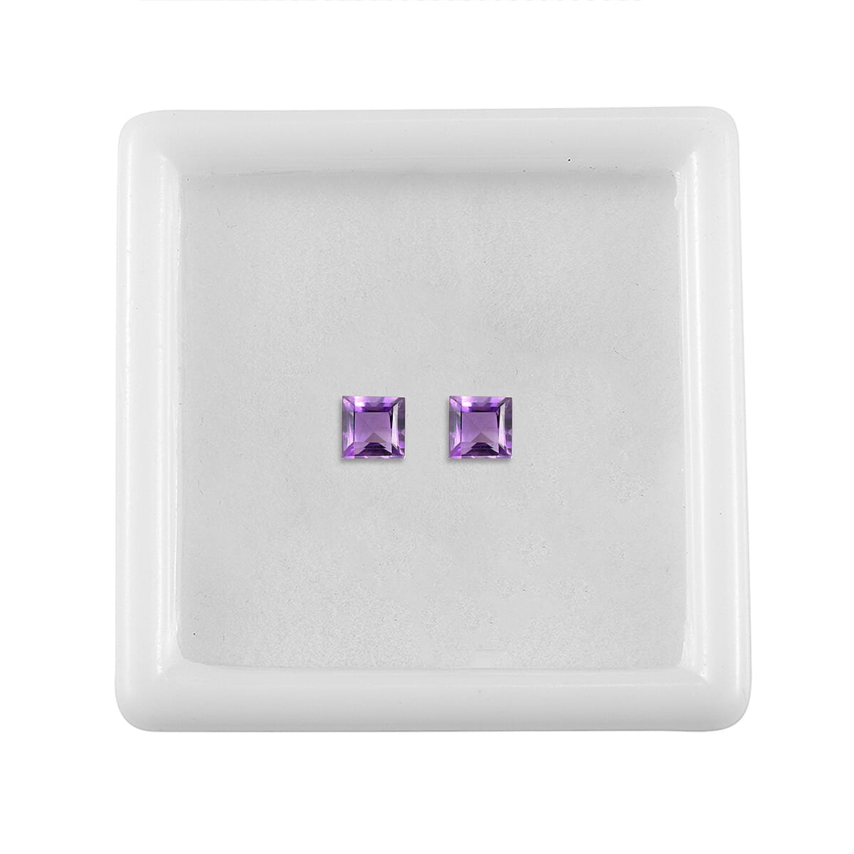 Set Of 2 African Amethyst Square 4 mm Gemstone, 0.68 Ct
