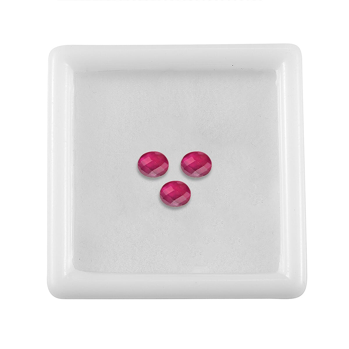 Set Of 3 Fissure Filled Ruby Oval Cut Cut 5X4 mm Gemstone, 1.28 Ct