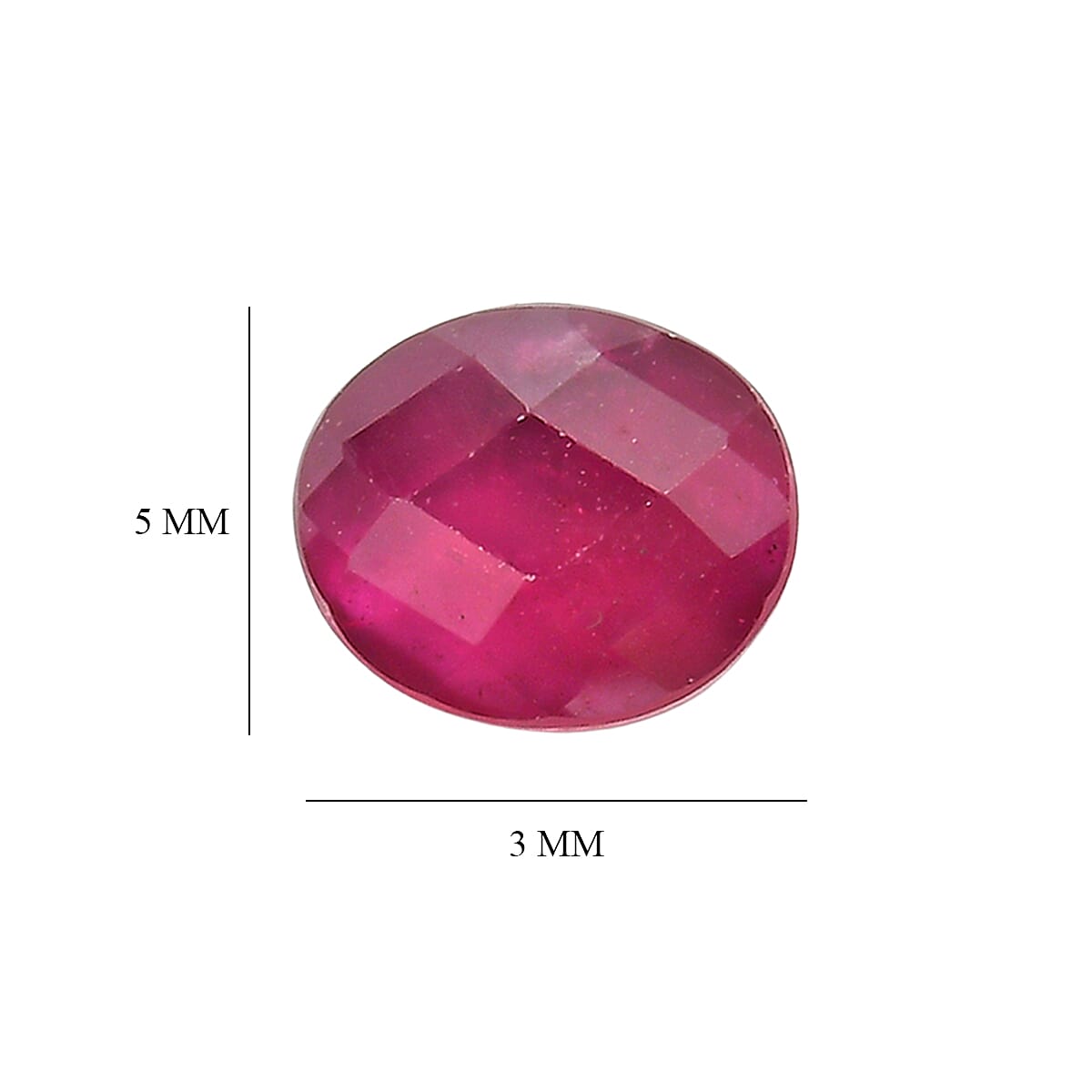 Set Of 3 Fissure Filled Ruby Oval Cut Cut 5X4 mm Gemstone, 1.28 Ct