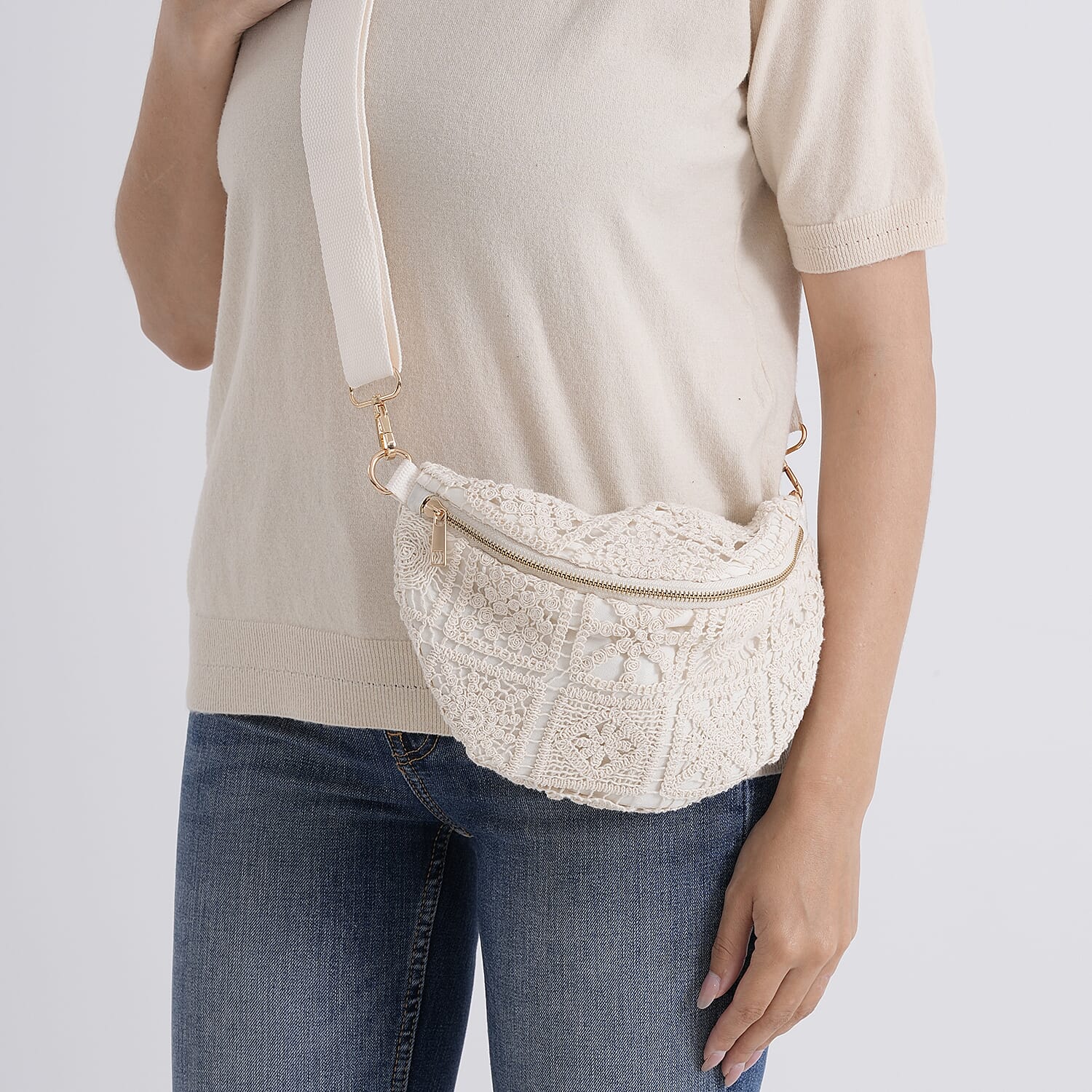 Crossbody Bag (Size - One Size) - Beige - White