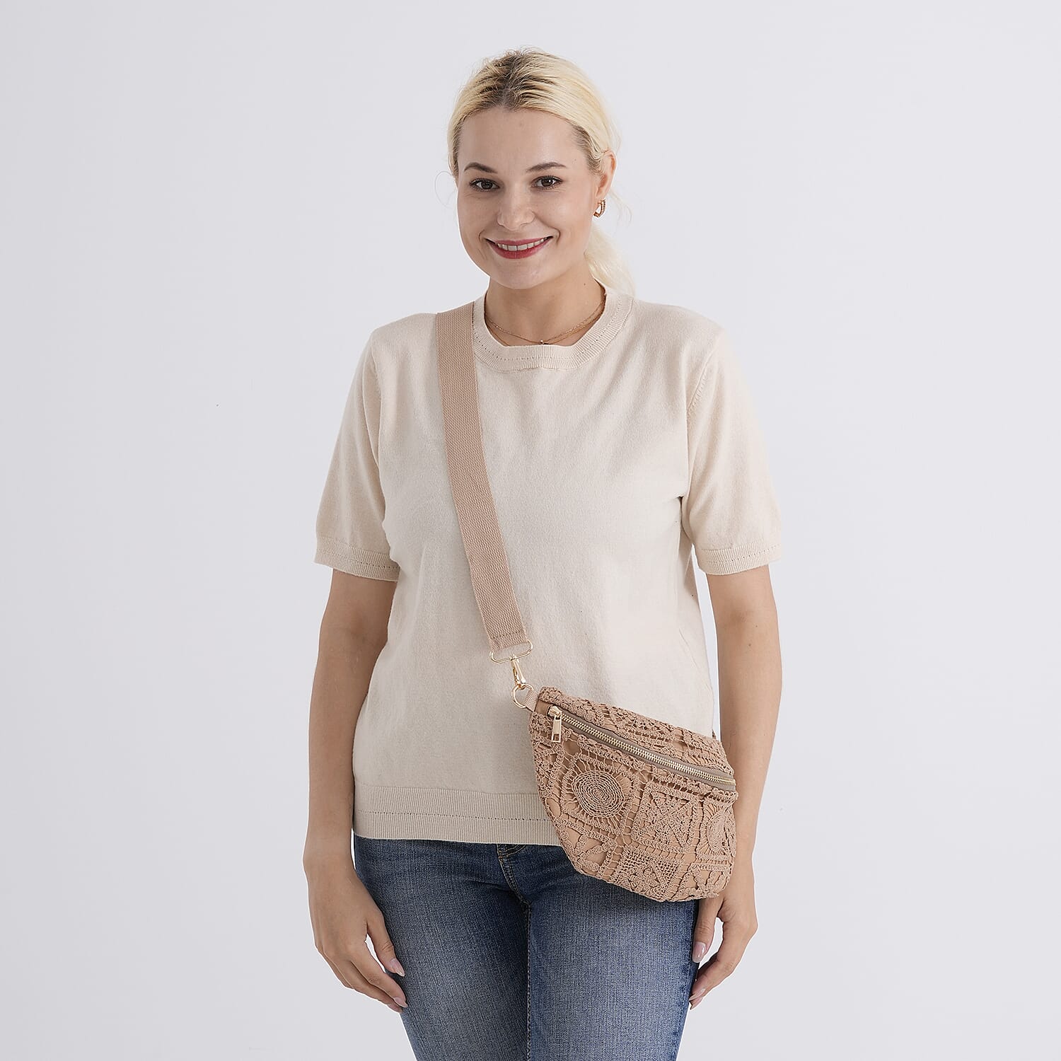 Crossbody Bag (Size - One Size) - Khaki - White