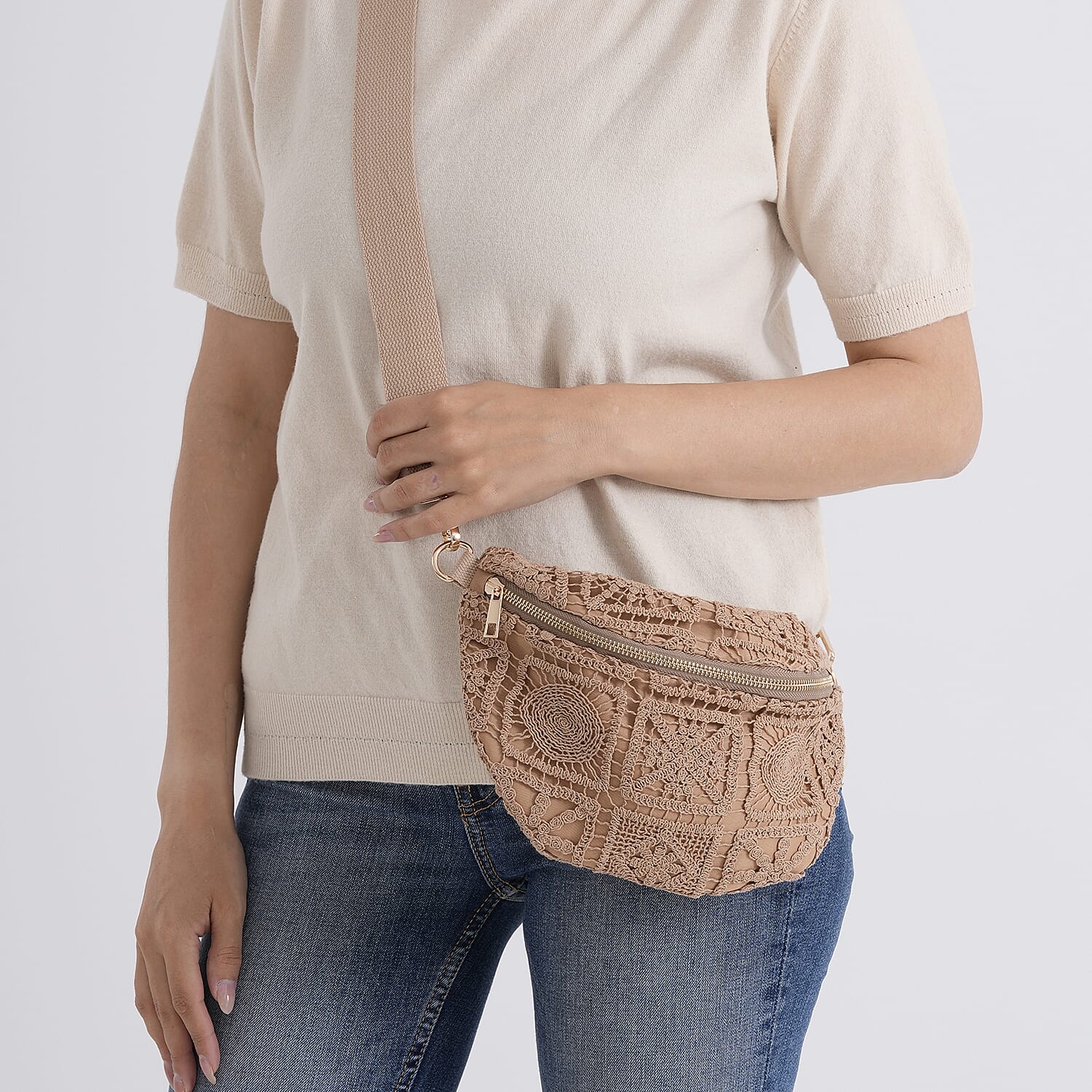 Crossbody Bag (Size - One Size) - Khaki - White