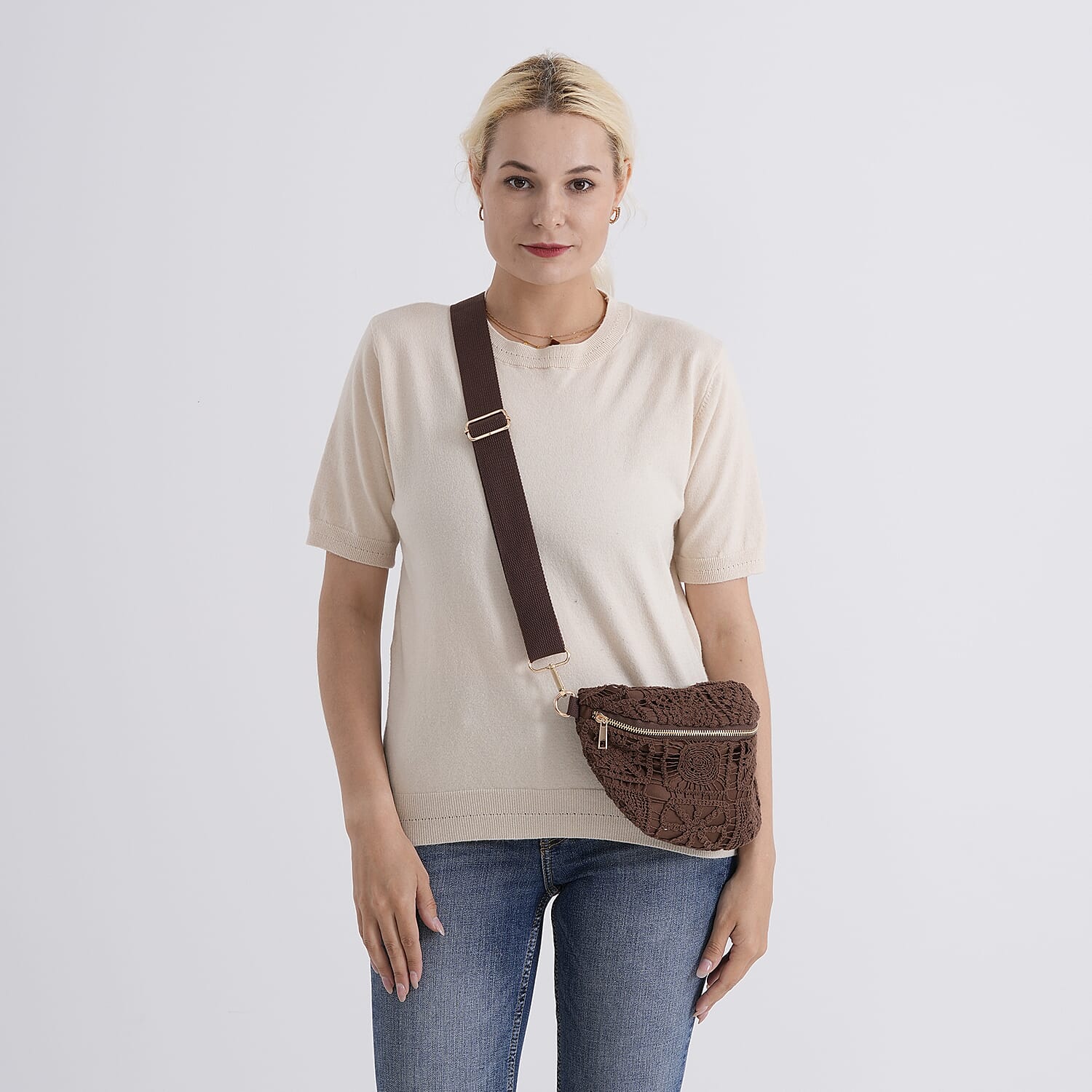 Crossbody Bag (Size - One Size) - Brown - White