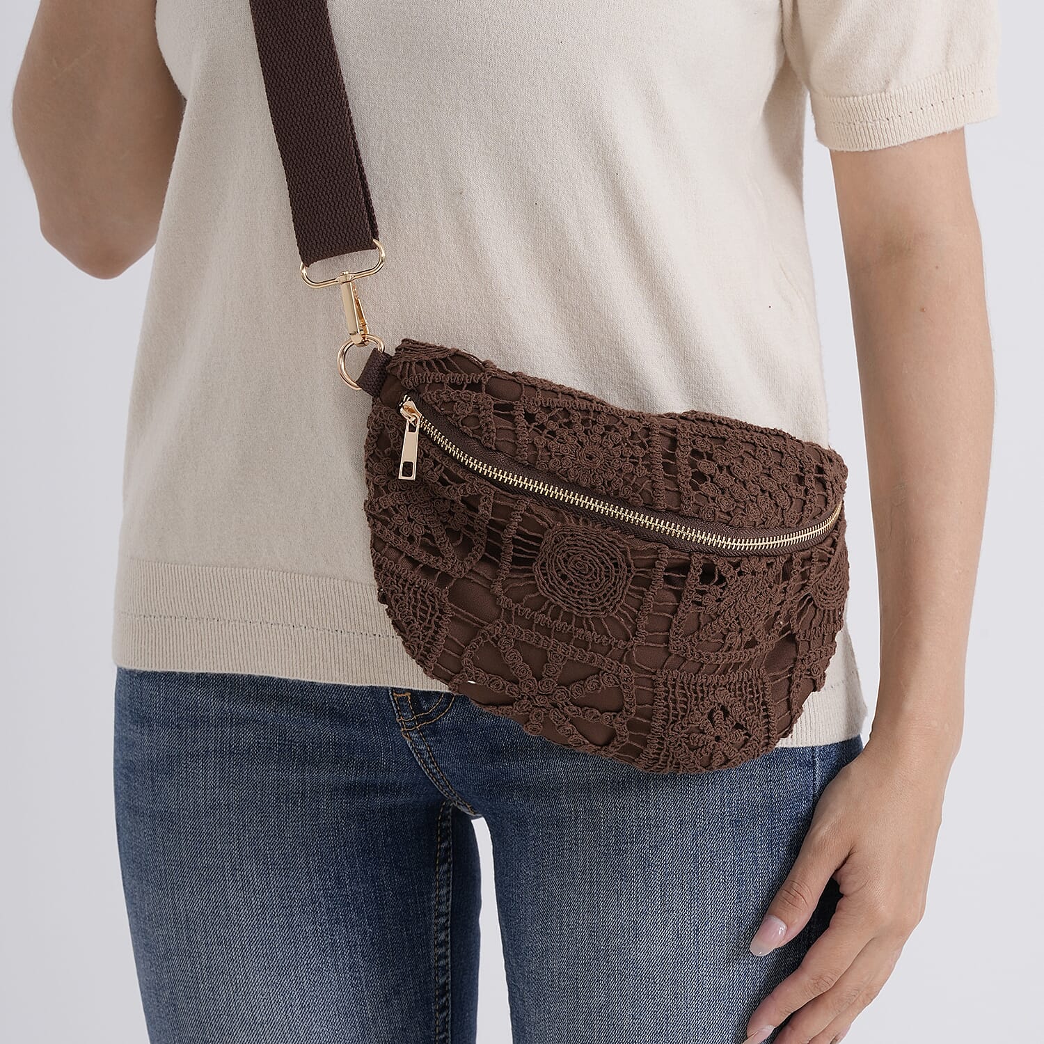 Crossbody Bag (Size - One Size) - Brown - White