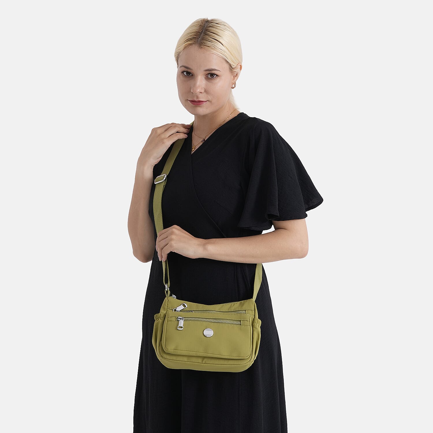 Multi Pocket Sling Crossbody Travel Messenger Shoulder Bag - Green