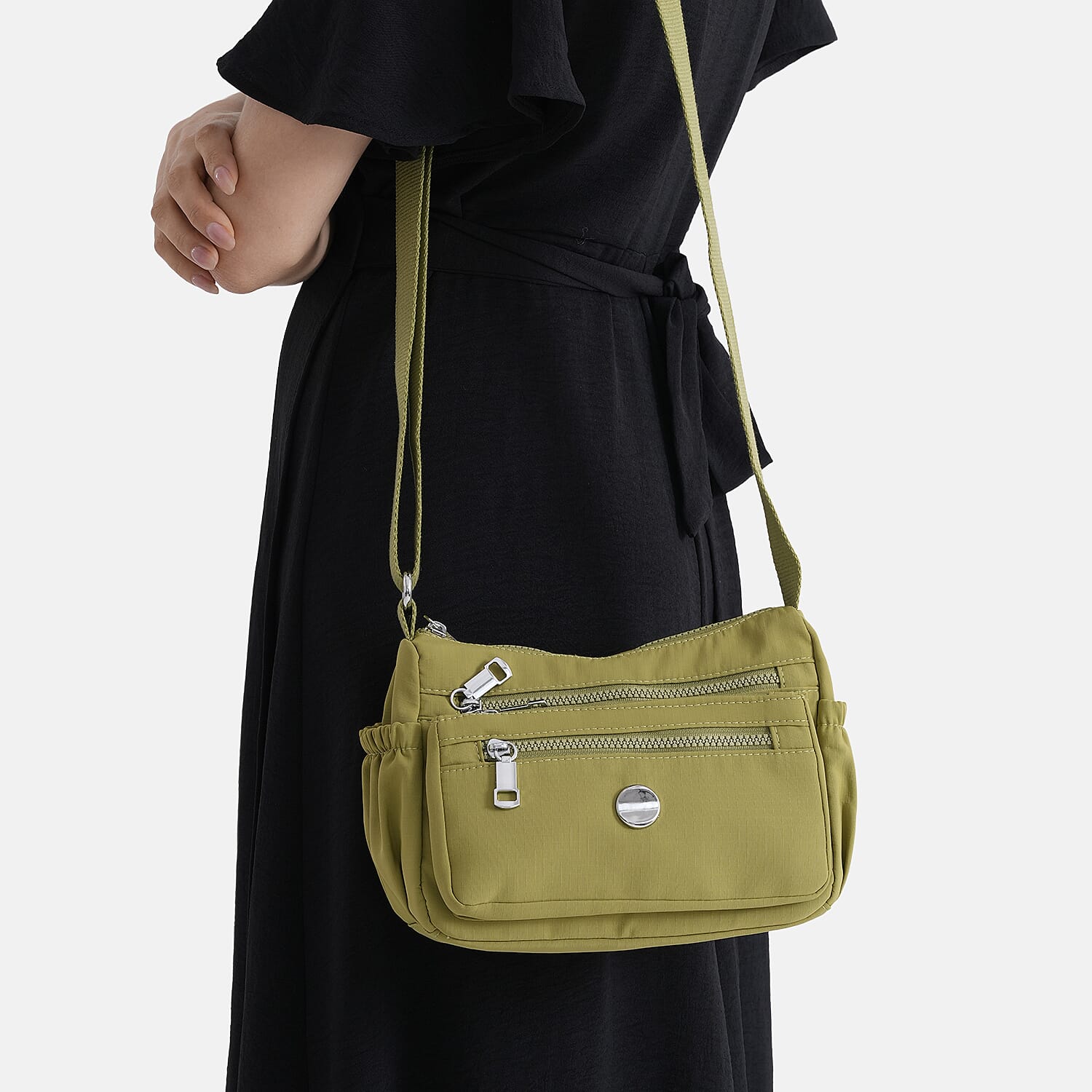 Multi Pocket Sling Crossbody Travel Messenger Shoulder Bag - Green