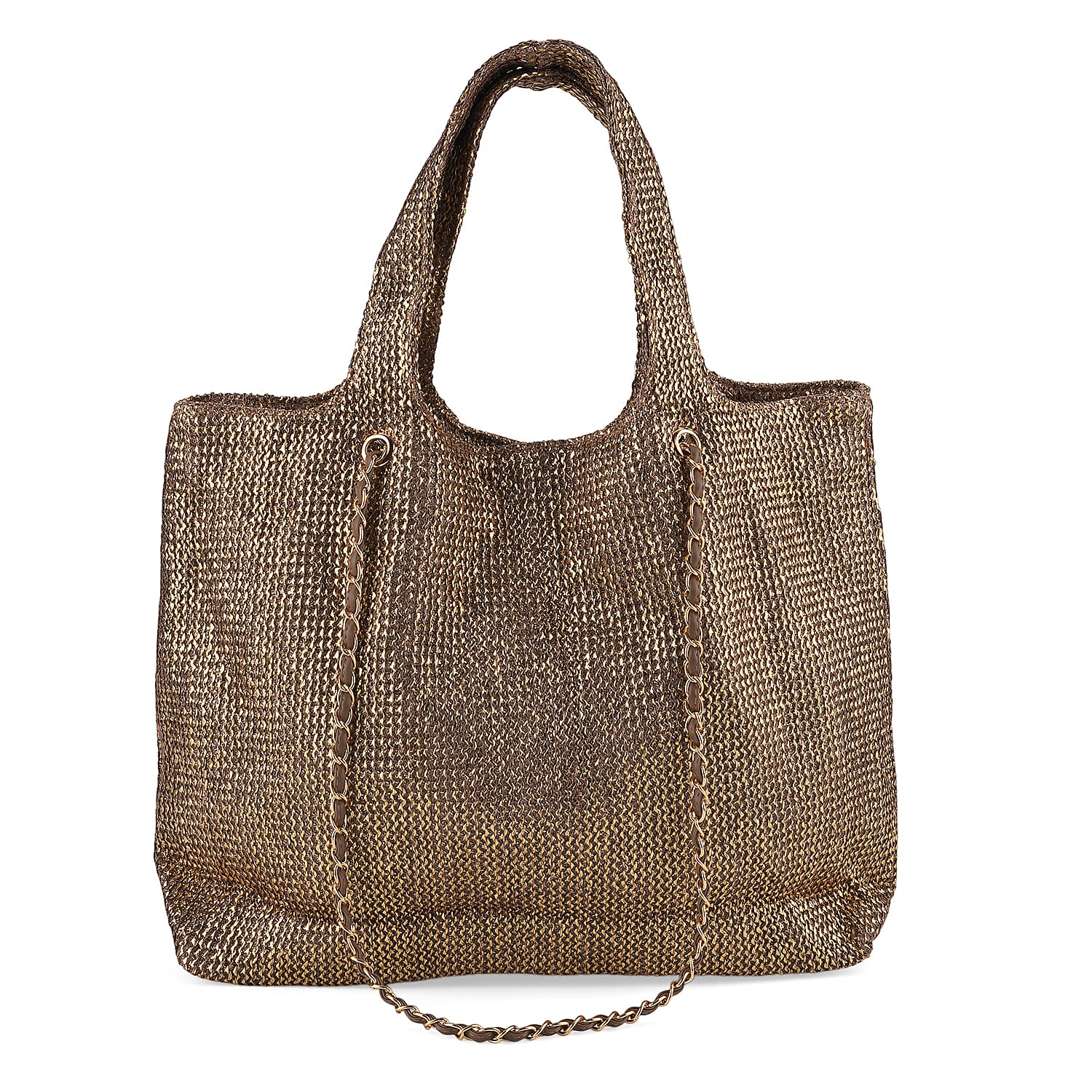 Elegant Shimmering Tote Bag with Chain Strap