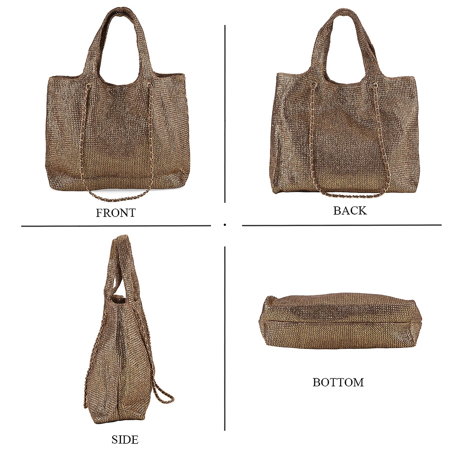 Elegant Shimmering Tote Bag with Chain Strap
