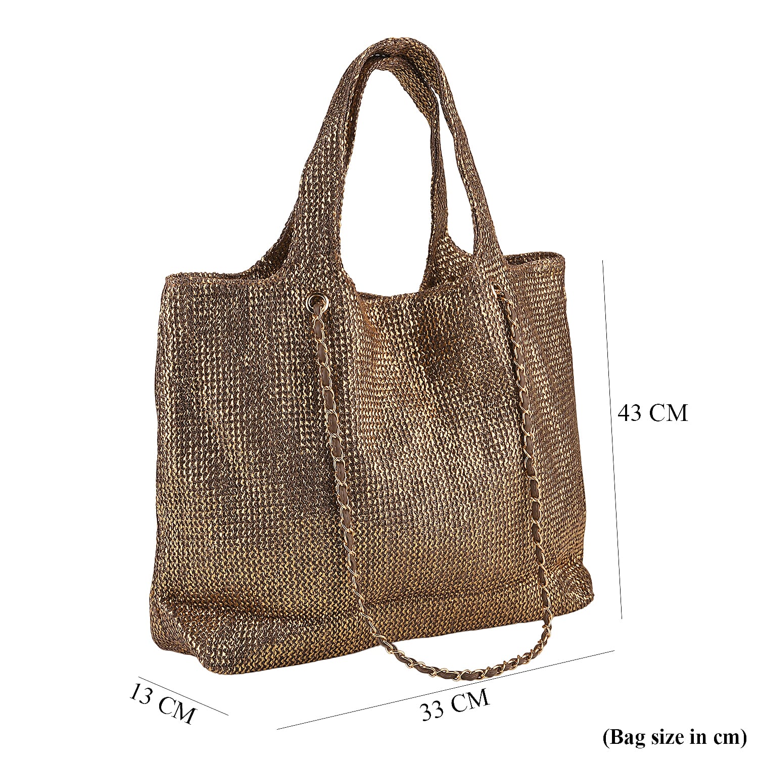 Elegant Shimmering Tote Bag with Chain Strap