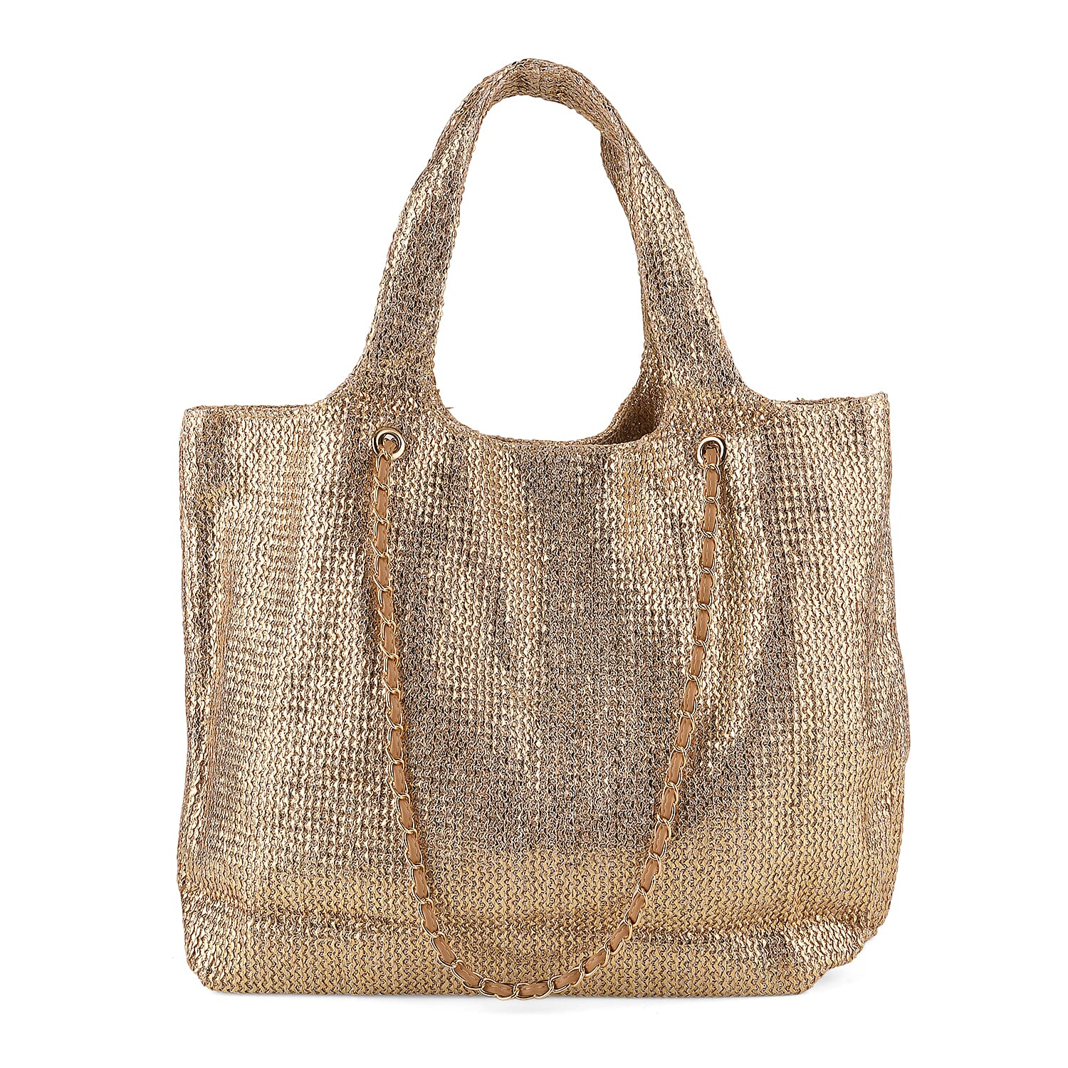 Elegant Shimmering Tote Bag with Chain Strap