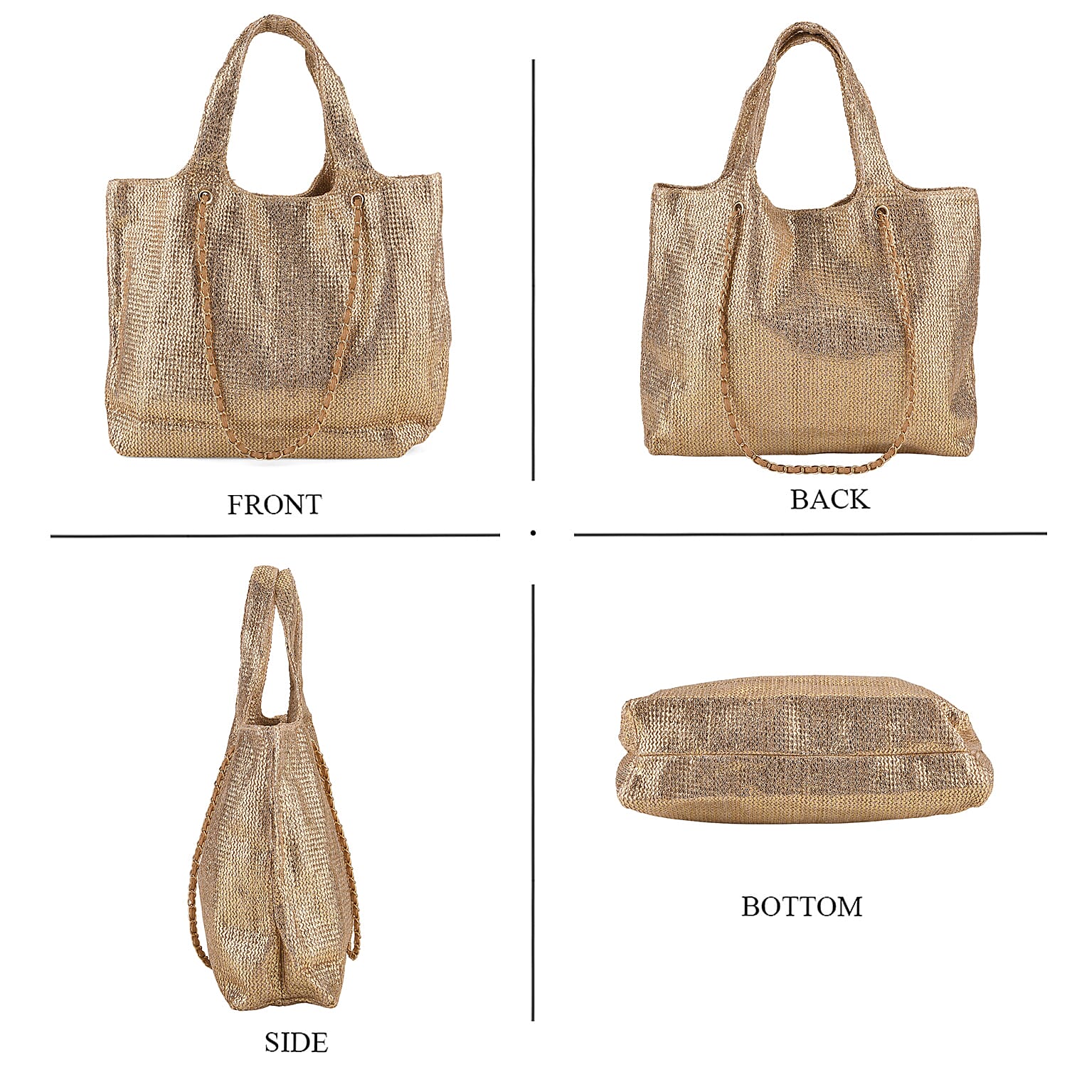 Elegant Shimmering Tote Bag with Chain Strap