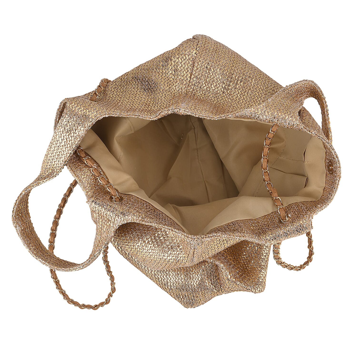 Elegant Shimmering Tote Bag with Chain Strap