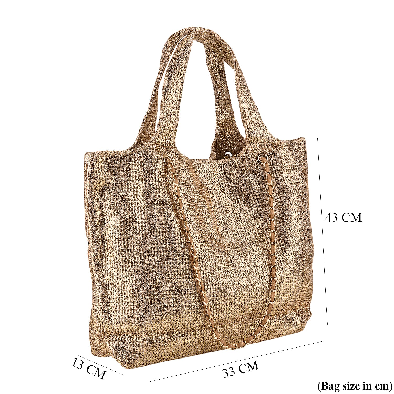 Elegant Shimmering Tote Bag with Chain Strap