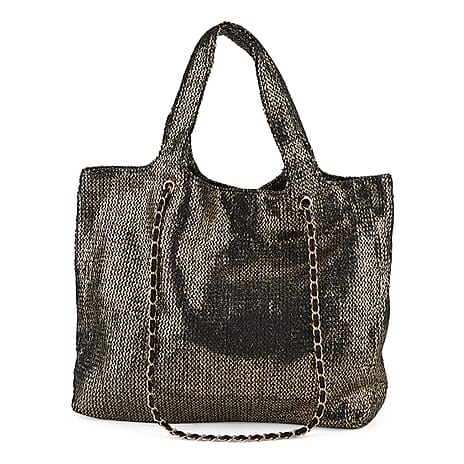 Elegant Shimmering Tote Bag with Chain Strap