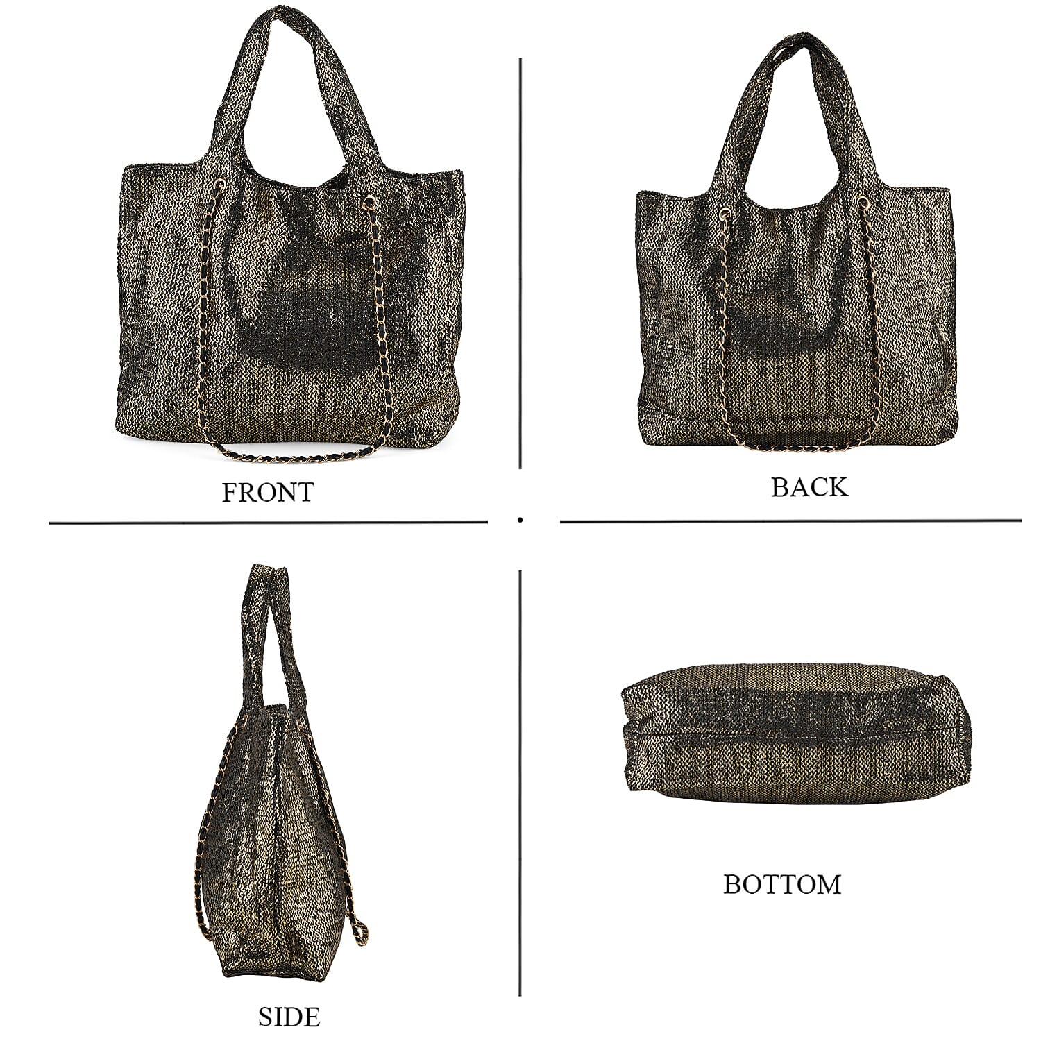 Elegant Shimmering Tote Bag with Chain Strap