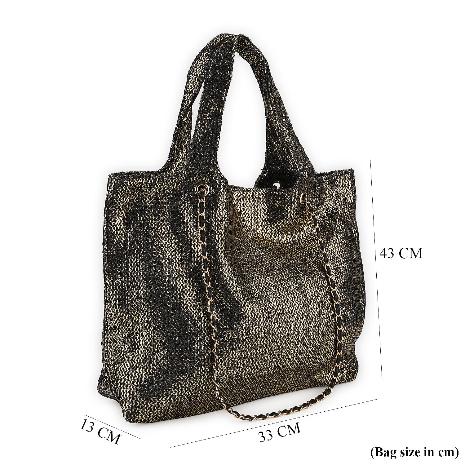Elegant Shimmering Tote Bag with Chain Strap