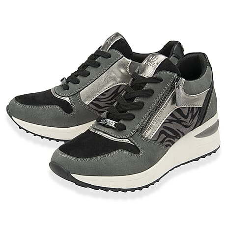 Lotus Moore Womens Wedge Zebra Print Sneakers (Size 5) - Grey