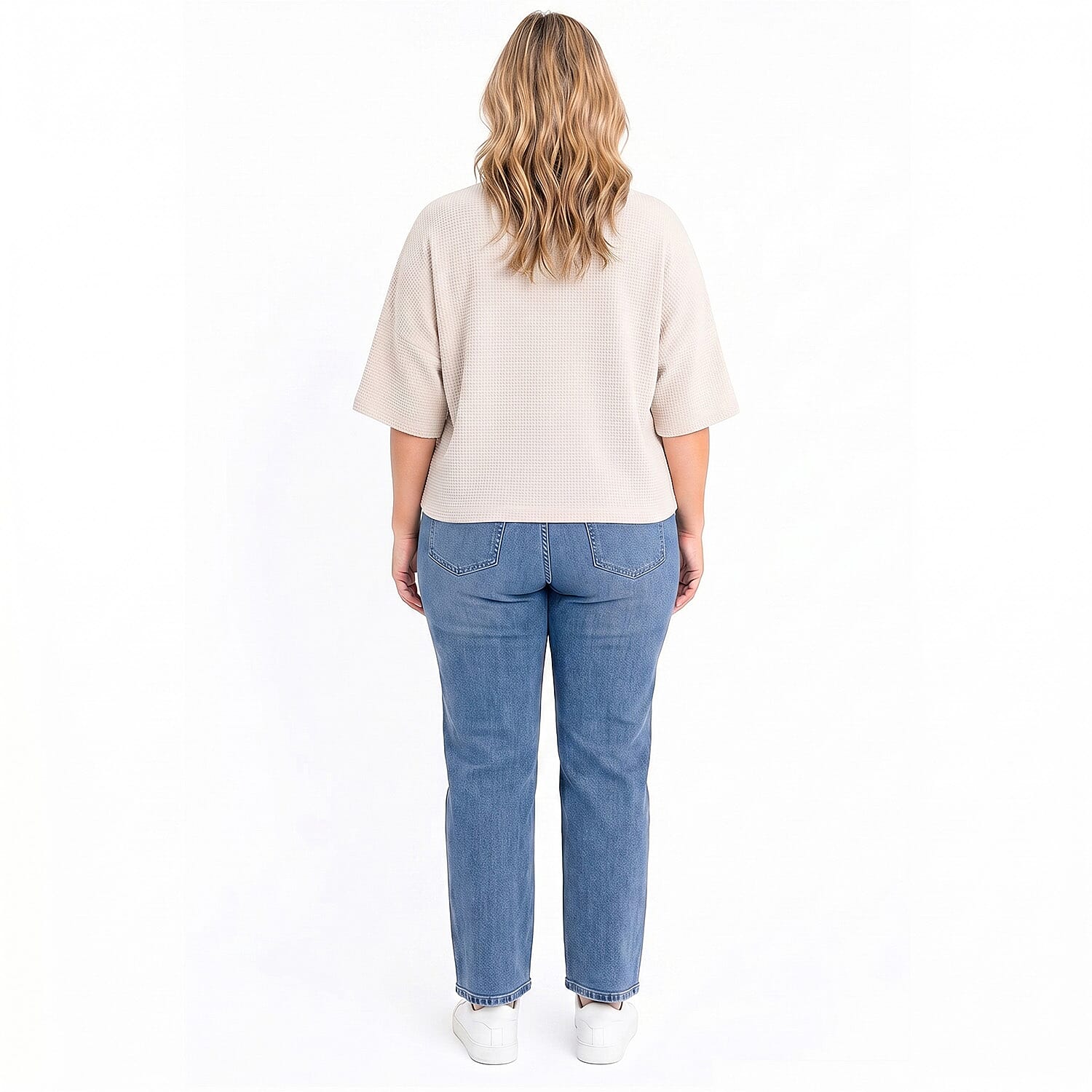 Ladies V-Neck Batwing Top (One Size) - Cream