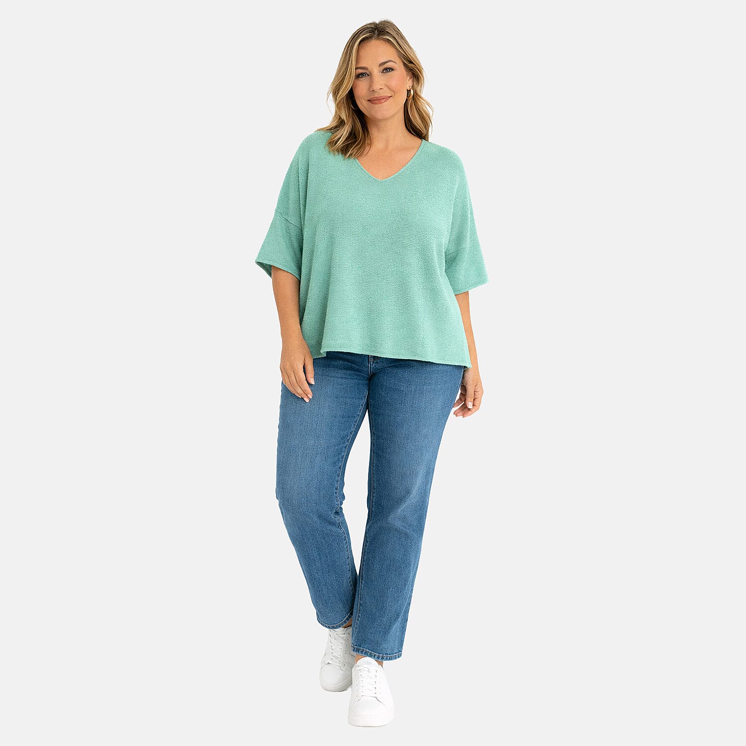 Ladies Batwing V Neck Top (Size - One Size) - Green