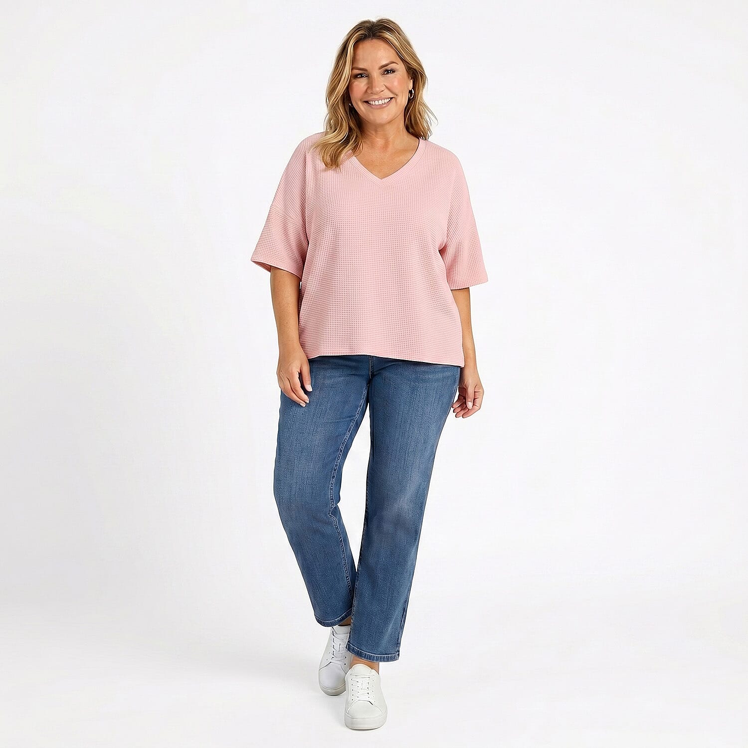 Ladies V-Neck Batwing Top (One Size) - Pink