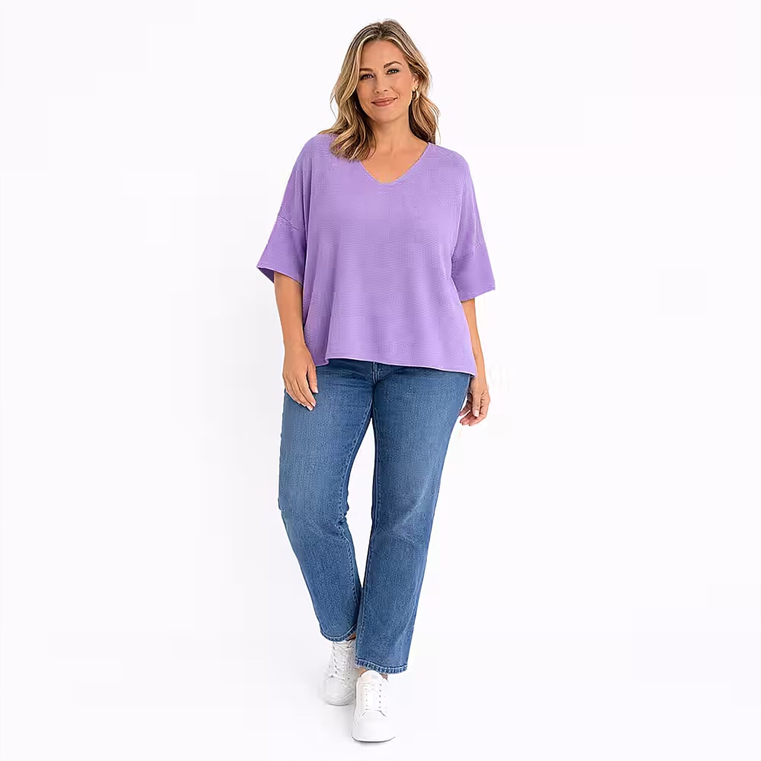 Ladies V-Neck Batwing Top (One Size) - Lilac