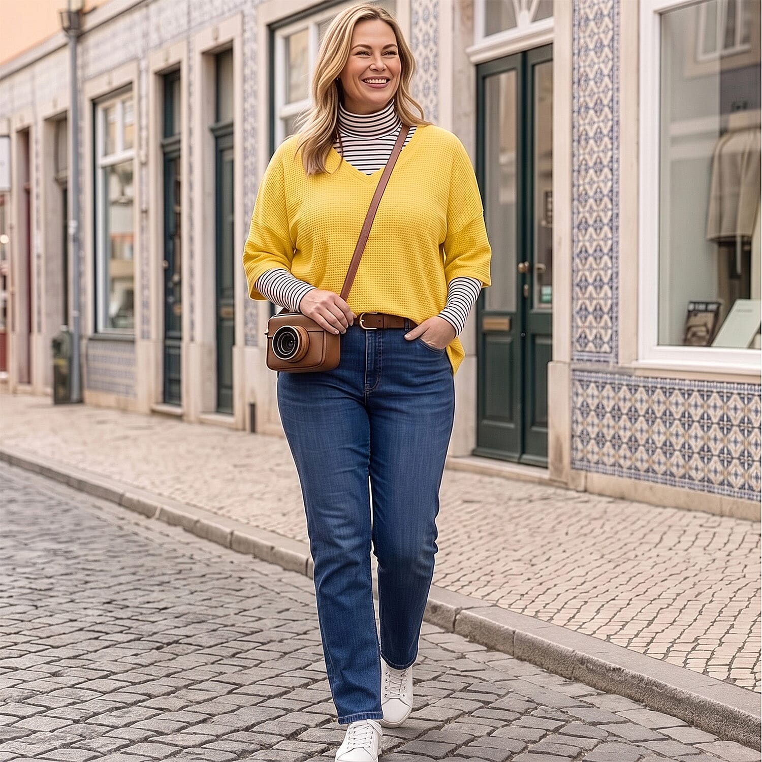 Ladies V-Neck Batwing Top (One Size) - Lemon