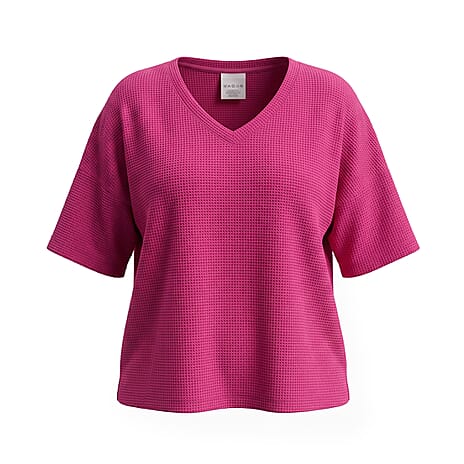 Ladies V-Neck Batwing Top (One Size) - Raspberry