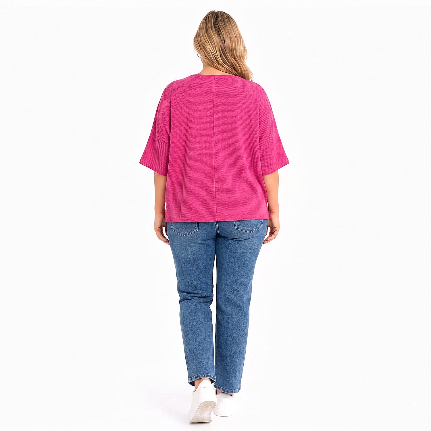 Ladies V-Neck Batwing Top (One Size) - Raspberry