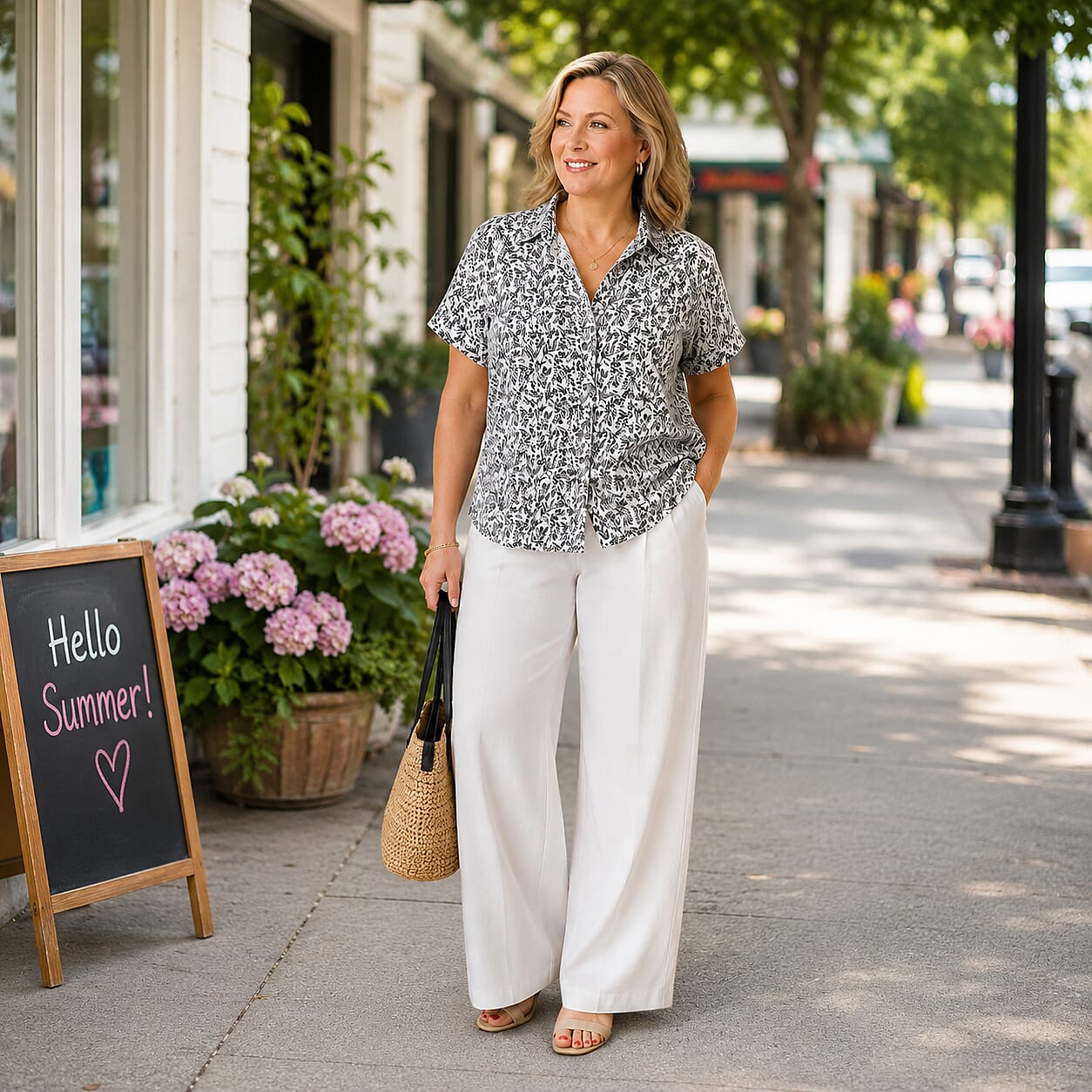 Emma Ladies Short Sleeve Button-Thru Shirt (Size 20) - White & Black