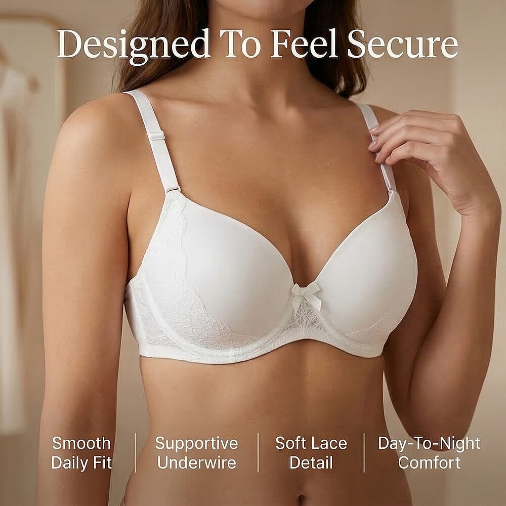 Valbonne Womens Pack Of 2 Padded Underwire TShirt Bra With Lace Detail