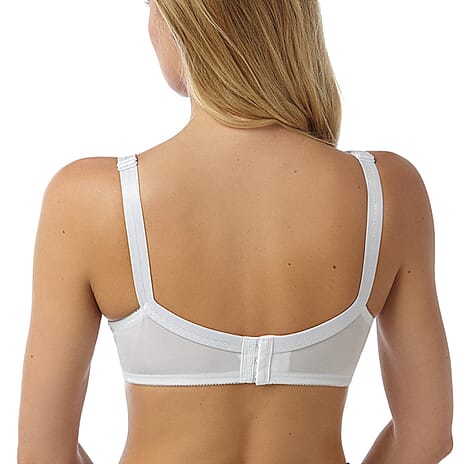 Full Cup Floral Lace Underwire Bra With Scalloped Trim And Supportive Lift (Size 42C) - White