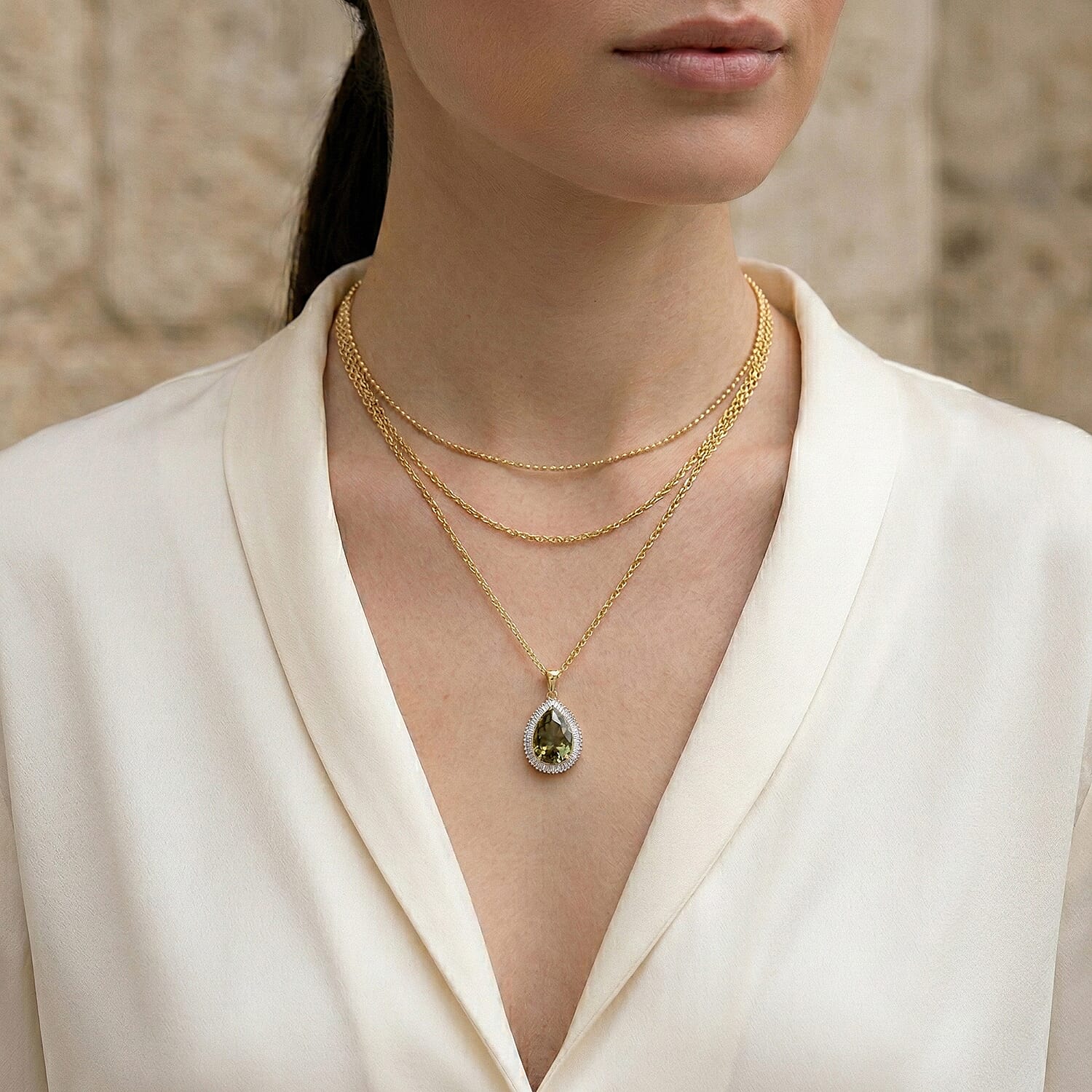 Heirloom Collection - Rhapsody 18K Yellow Gold AAAA Natural Turkizite (10ct) & VS-E-F Earth Mined Natural White Diamond (0.63ct) Pear Cut Halo Pendant 10.50 Ct,