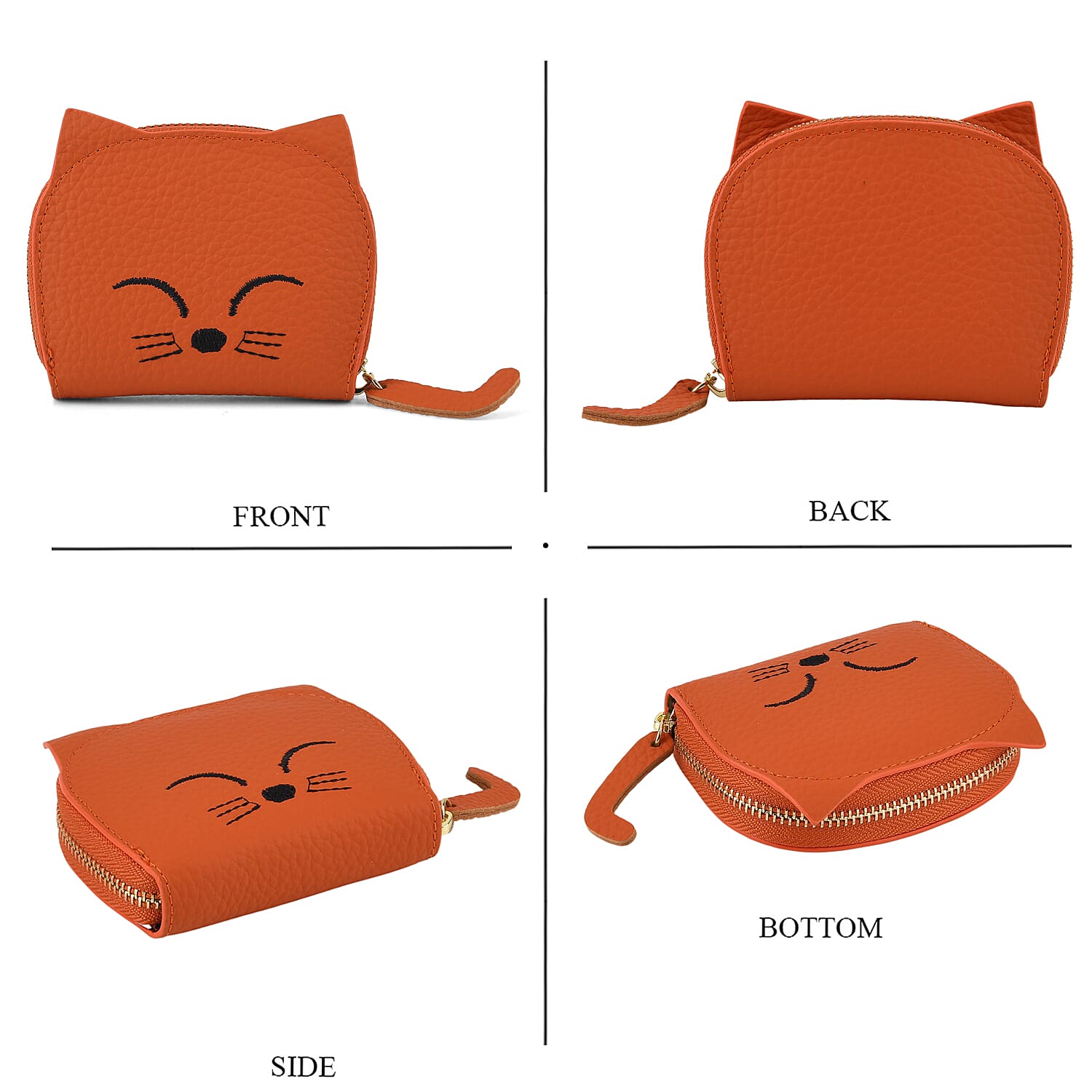 Leather Patterned Wallet (Size 10x9x2 ) - Orange