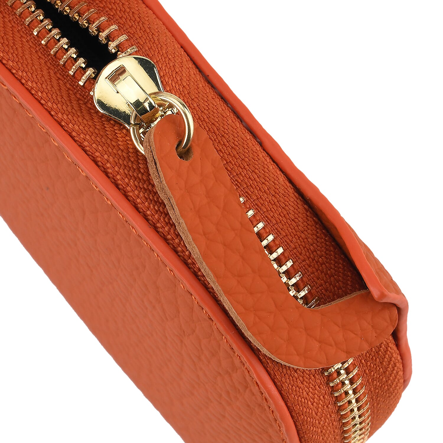 Leather Patterned Wallet (Size 10x9x2 ) - Orange