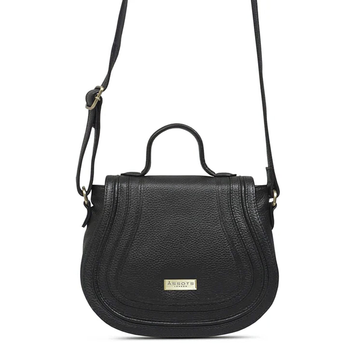 Assots 'Carmel' Limited Edition Soft Pebble Genuine Leather Crossbody Bag - Black