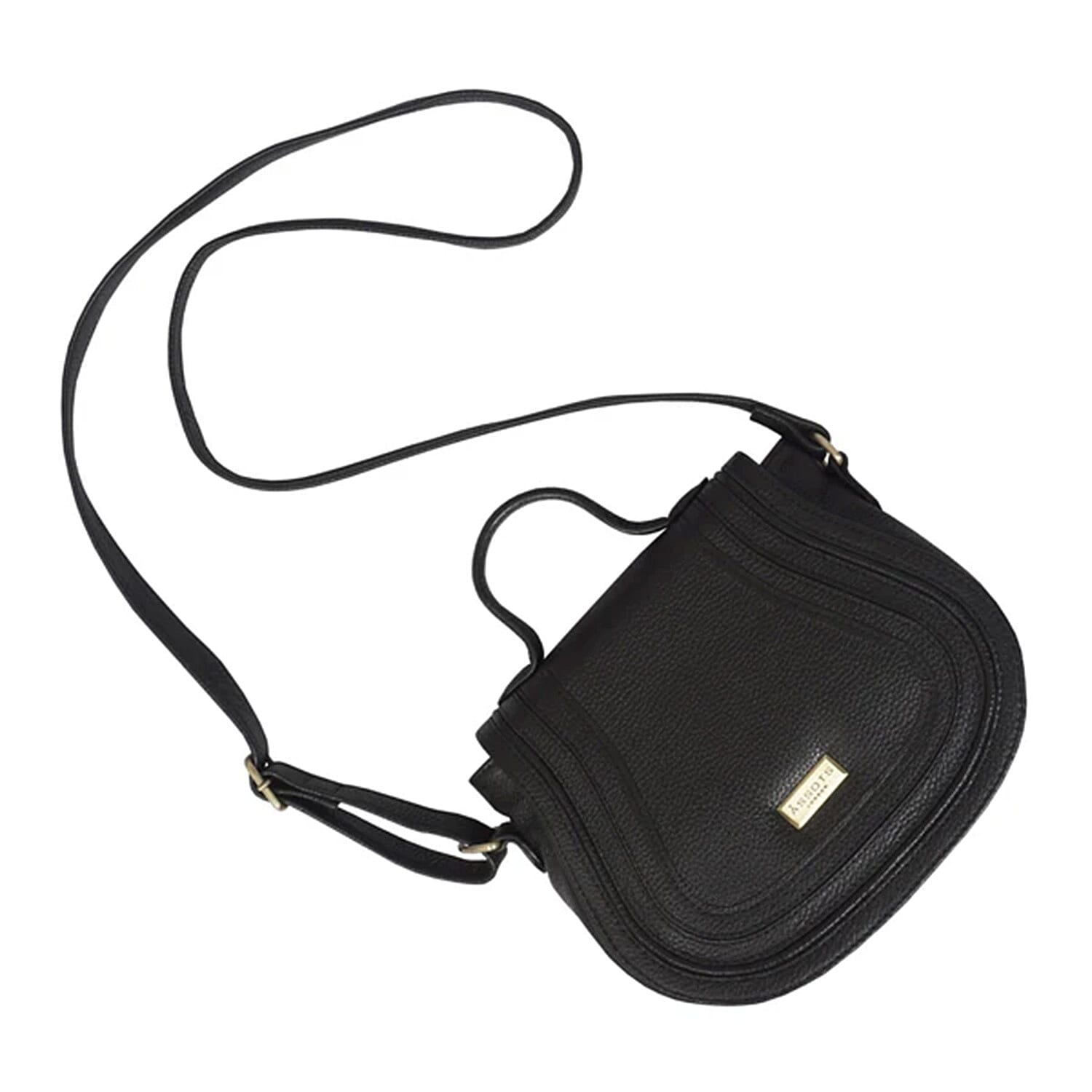 Assots 'Carmel' Limited Edition Soft Pebble Genuine Leather Crossbody Bag - Black