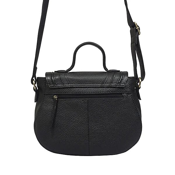 Assots 'Carmel' Limited Edition Soft Pebble Genuine Leather Crossbody Bag - Black