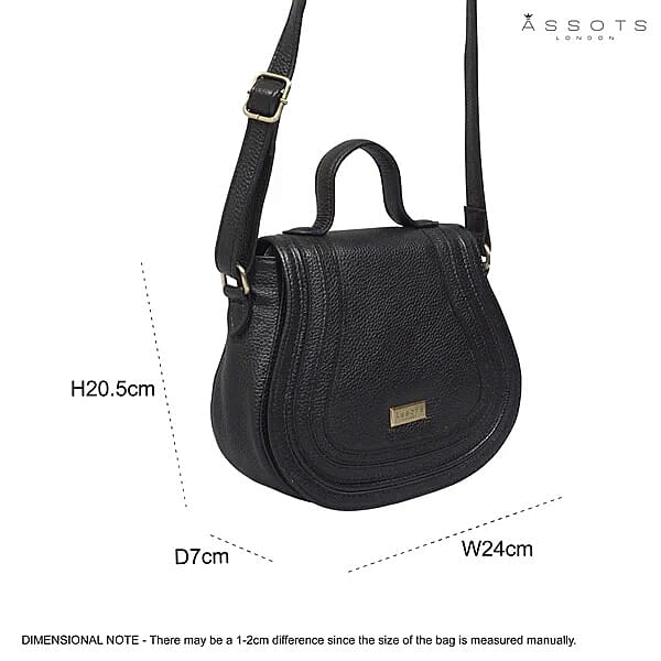 Assots 'Carmel' Limited Edition Soft Pebble Genuine Leather Crossbody Bag - Black