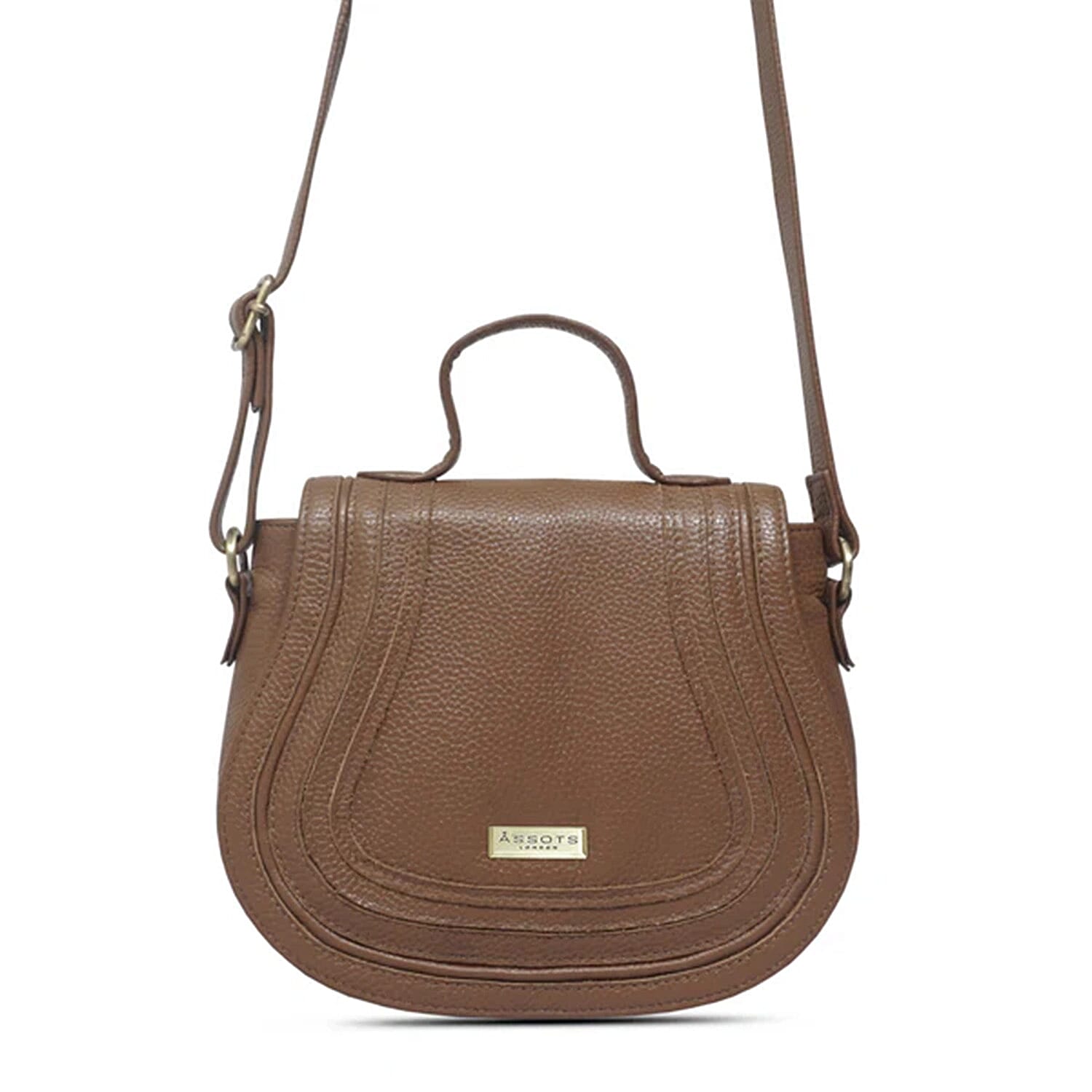 Assots 'Carmel' Limited Edition Soft Pebble Genuine Leather Crossbody Bag - Tan