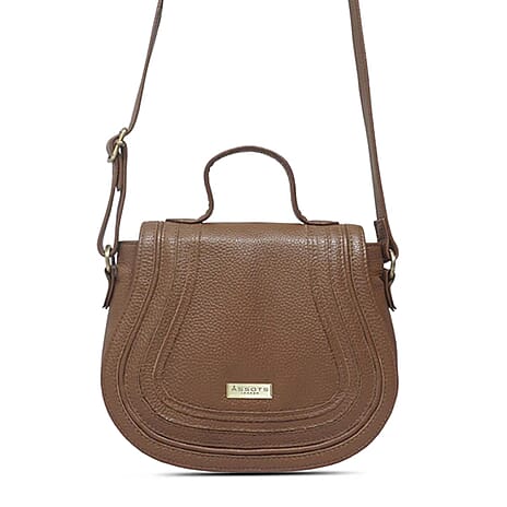Assots 'Carmel' Limited Edition Soft Pebble Genuine Leather Crossbody Bag - Tan