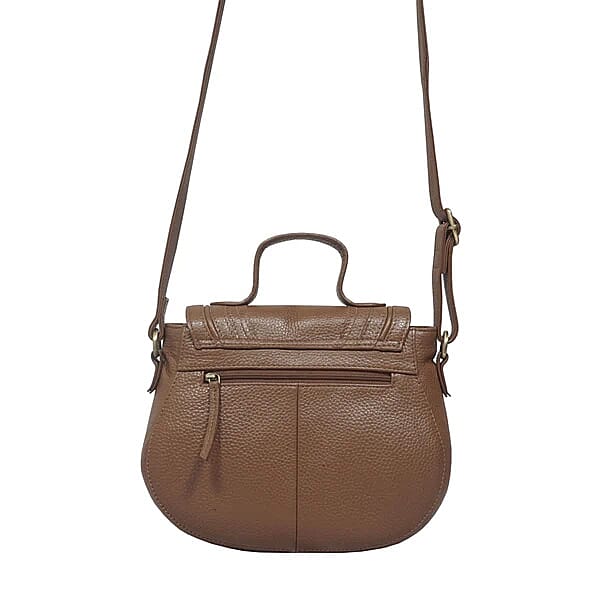 Assots 'Carmel' Limited Edition Soft Pebble Genuine Leather Crossbody Bag - Tan
