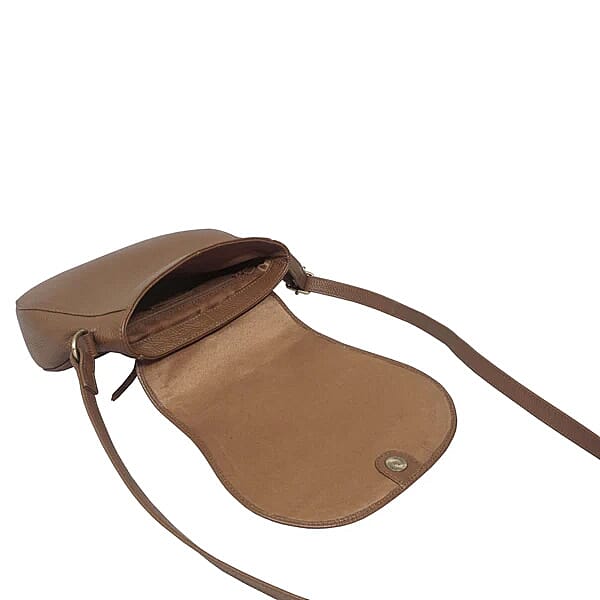 Assots 'Carmel' Limited Edition Soft Pebble Genuine Leather Crossbody Bag - Tan