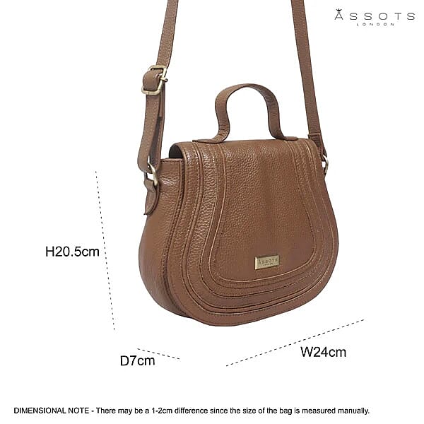 Assots 'Carmel' Limited Edition Soft Pebble Genuine Leather Crossbody Bag - Tan