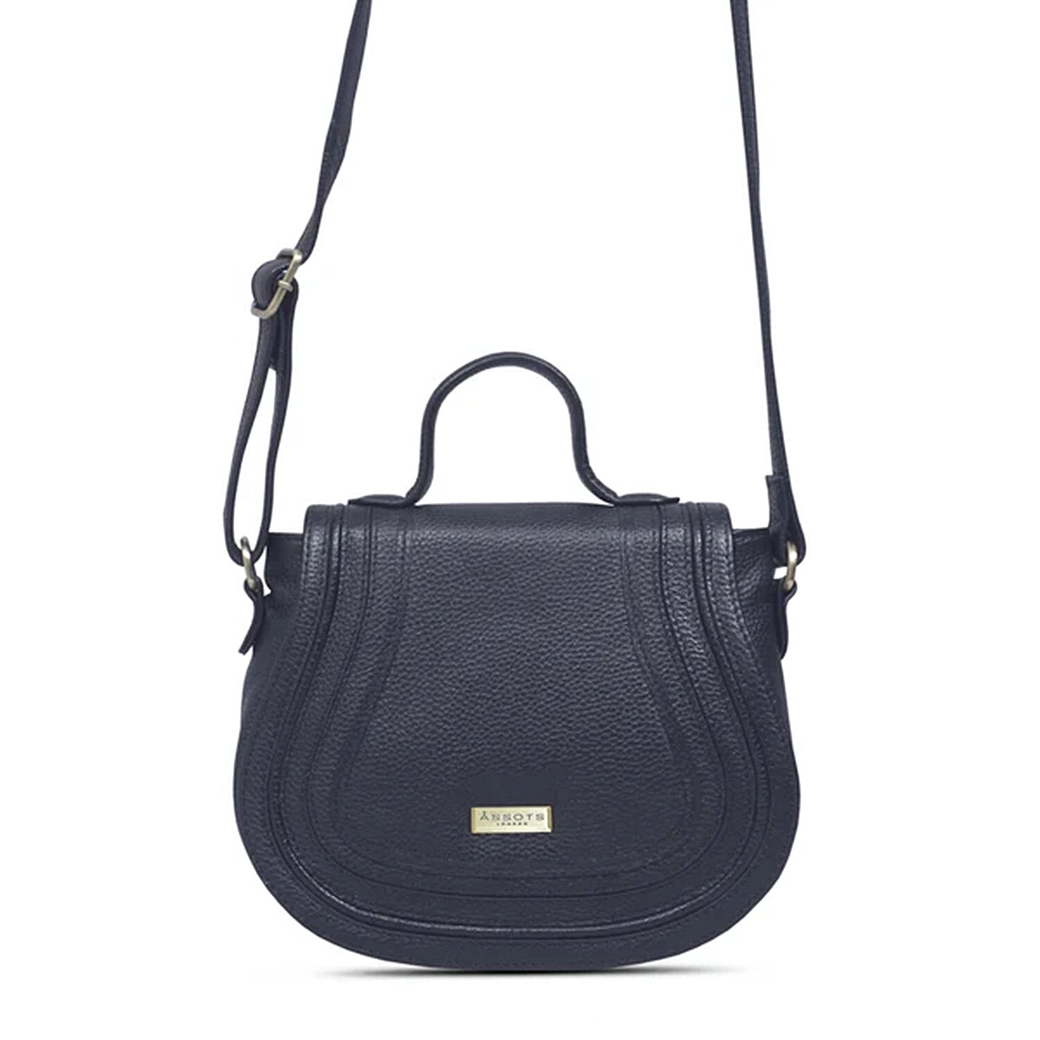 Assots 'Carmel' Limited Edition Soft Pebble Genuine Leather Crossbody Bag - Navy