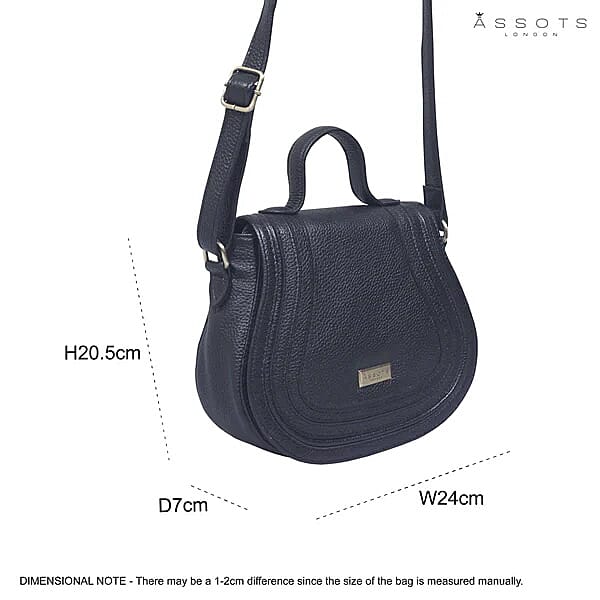 Assots 'Carmel' Limited Edition Soft Pebble Genuine Leather Crossbody Bag - Navy