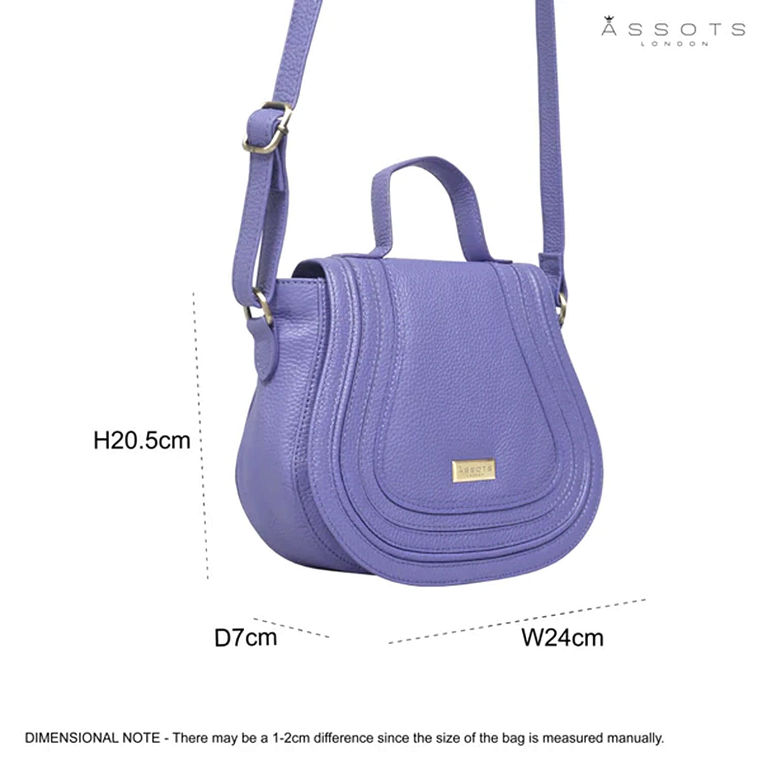 Assots 'Carmel' Limited Edition Soft Pebble Genuine Leather Crossbody Bag - Violet Blue