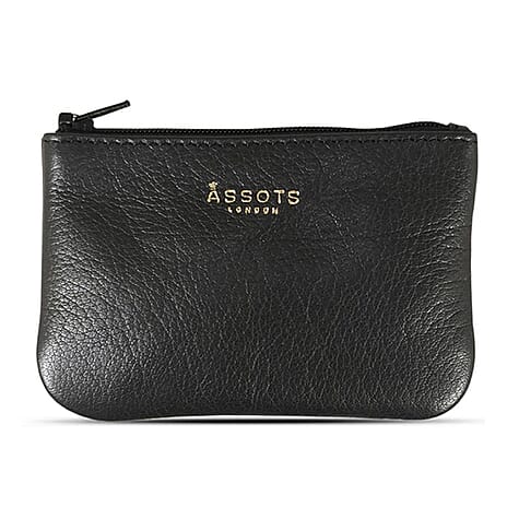 Assots 'Poppy' Handcrafted Genuine Leather Coin Pouch - Black